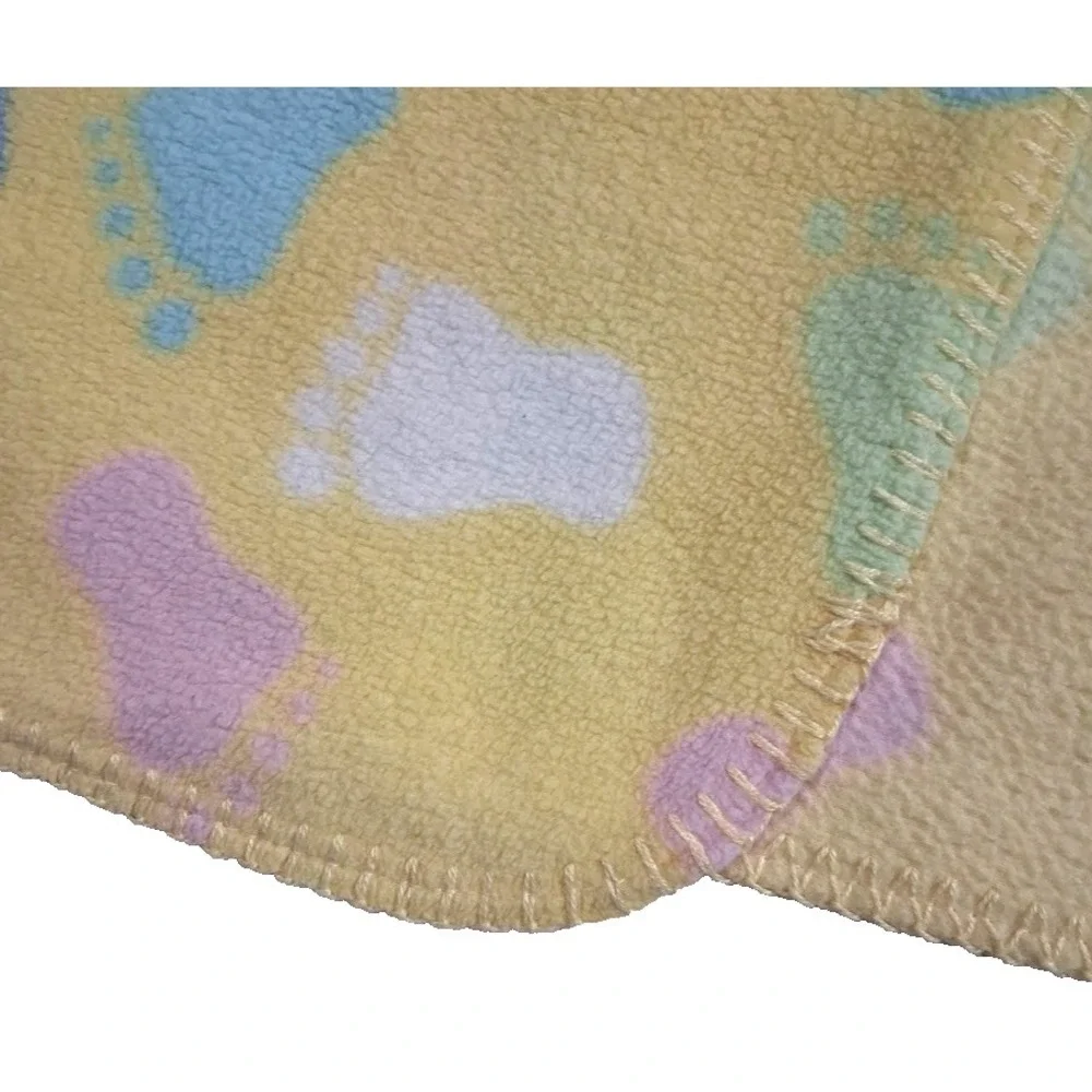 Circo Yellow Baby Bare Feet Prints Fleece Unisex Pastel Stitched Edges Target
